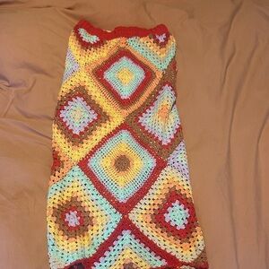 Chasing Unicorns Red and colorful crochet skirt size medium.  New without tags.